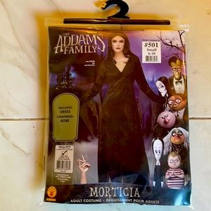 Addams Family Morticia costume in package and never worn.  Size small 4-6.